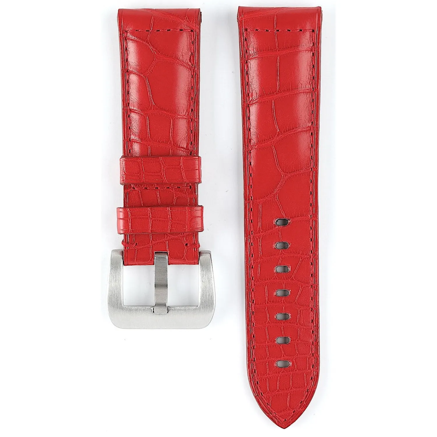 BRACELET CUIR ALLIGATOR ROUGE  POUR MONTRE PANERAI