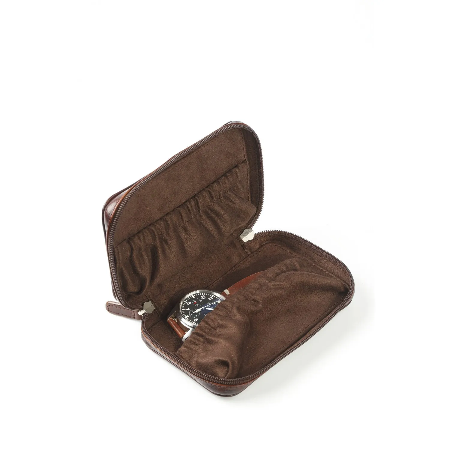 ETUI 2 MONTRES CUIR PATINE MARRON