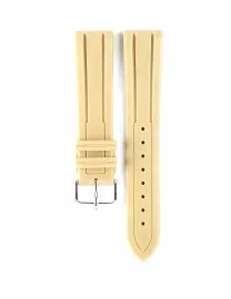 BRACELET MONTRE CAOUTCHOUC DOUBLE RAINURE BEIGE