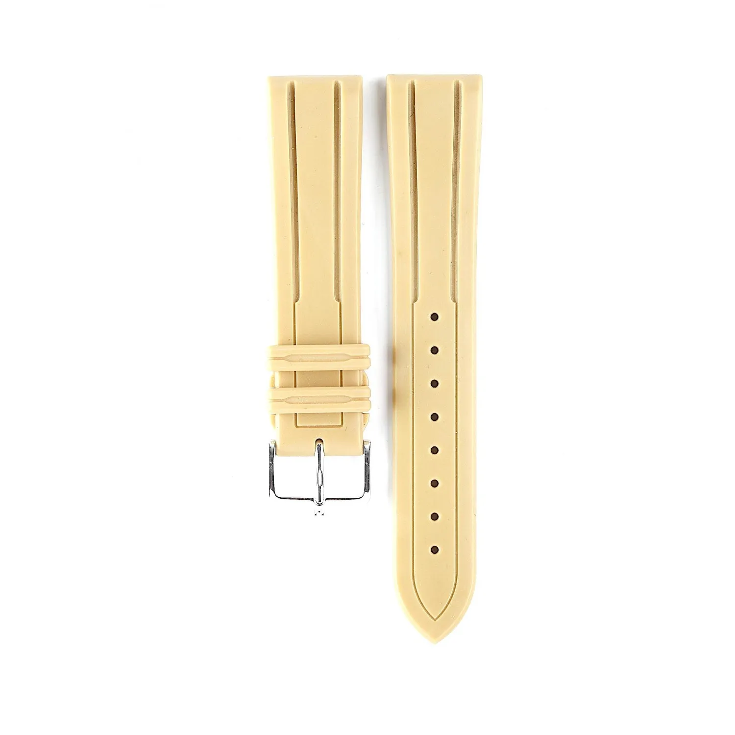BRACELET MONTRE CAOUTCHOUC DOUBLE RAINURE BEIGE BRACELET MONTRE CAOUTCHOUC DOUBLE RAINURE BEIGE