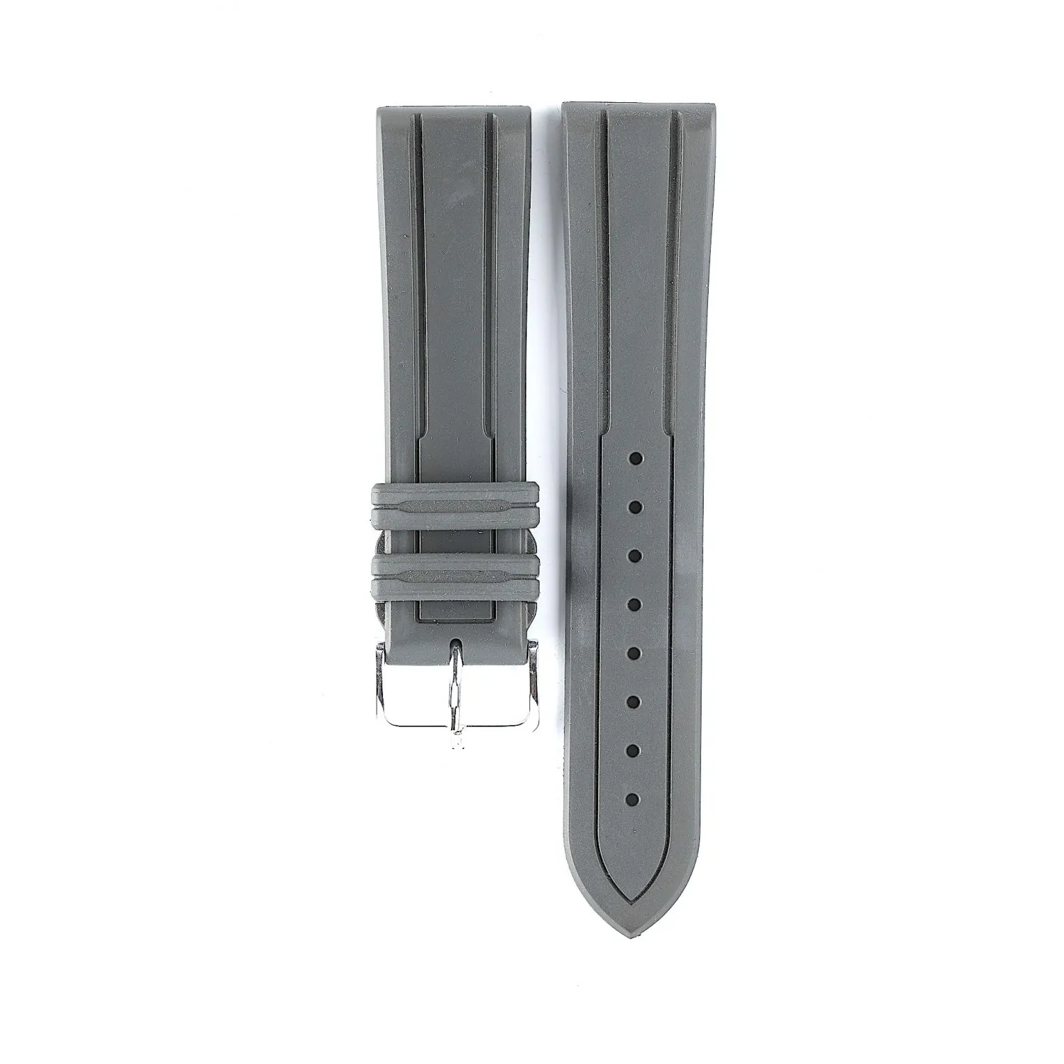 BRACELET MONTRE CAOUTCHOUC DOUBLE RAINURE GRIS BRACELET MONTRE CAOUTCHOUC DOUBLE RAINURE GRIS