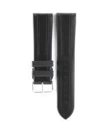 BRACELET MONTRE CAOUTCHOUC DOUBLE RAINURE NOIR