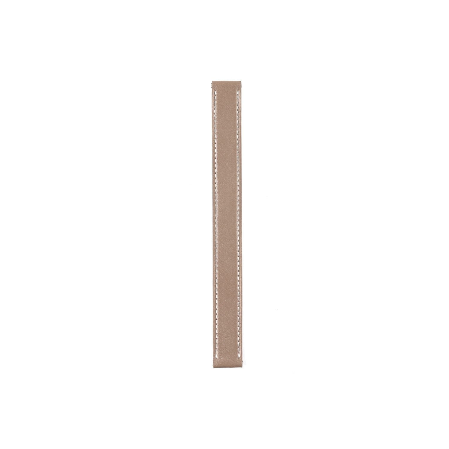BRACELET MONTRE LANIERE EN CUIR VEAU SELLIER TAUPE COUTURE ECRUE