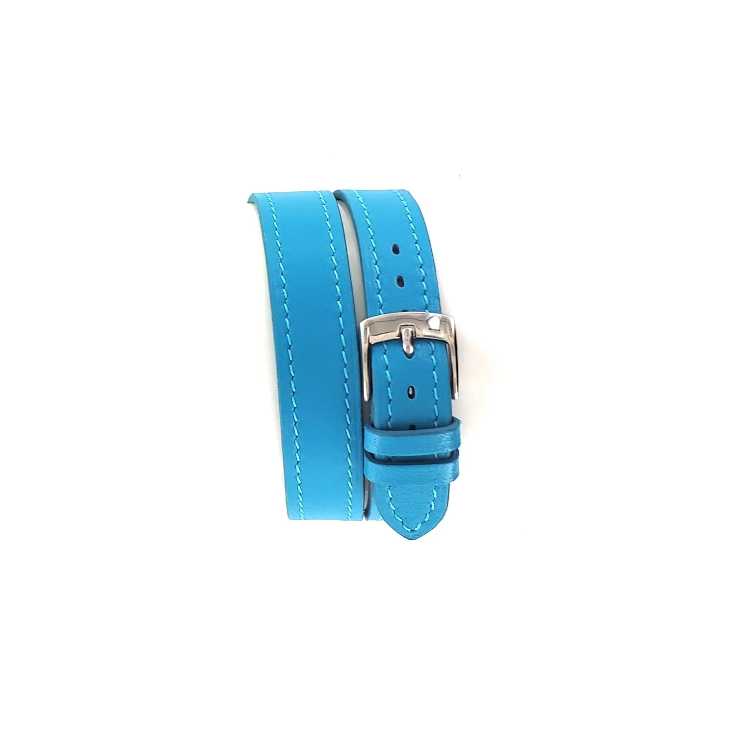 Bracelet montre cuir bleu turquoise 14 mm