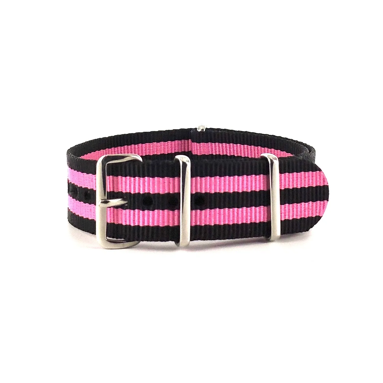 BRACELET NATO NOIR ET ROSE - NATO NYLON