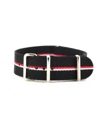 BRACELET NATO NOIR ROUGE BLANC - NATO NYLON