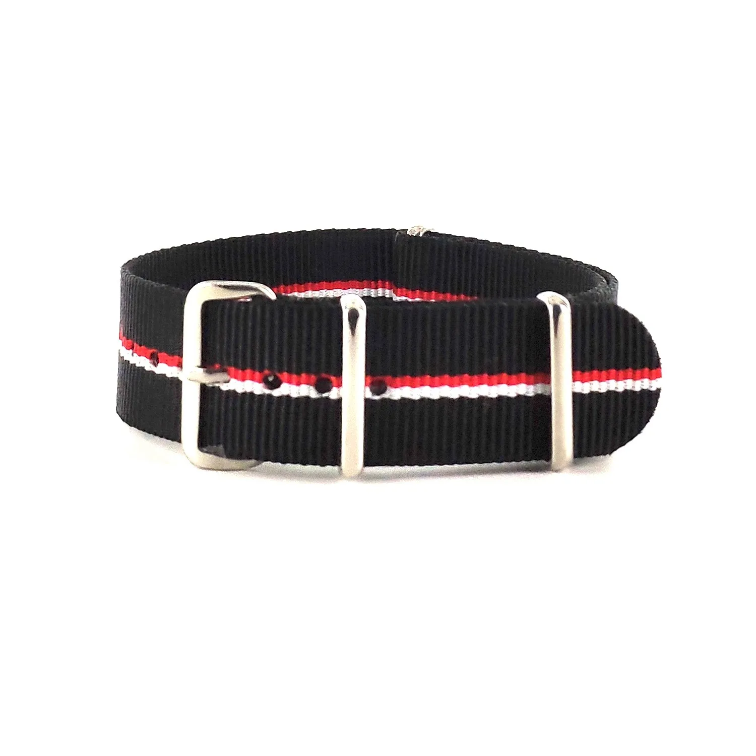 BRACELET NATO NOIR ROUGE BLANC - NATO NYLON