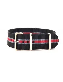 BRACELET NATO NOIR GRIS ROUGE - NATO NYLON