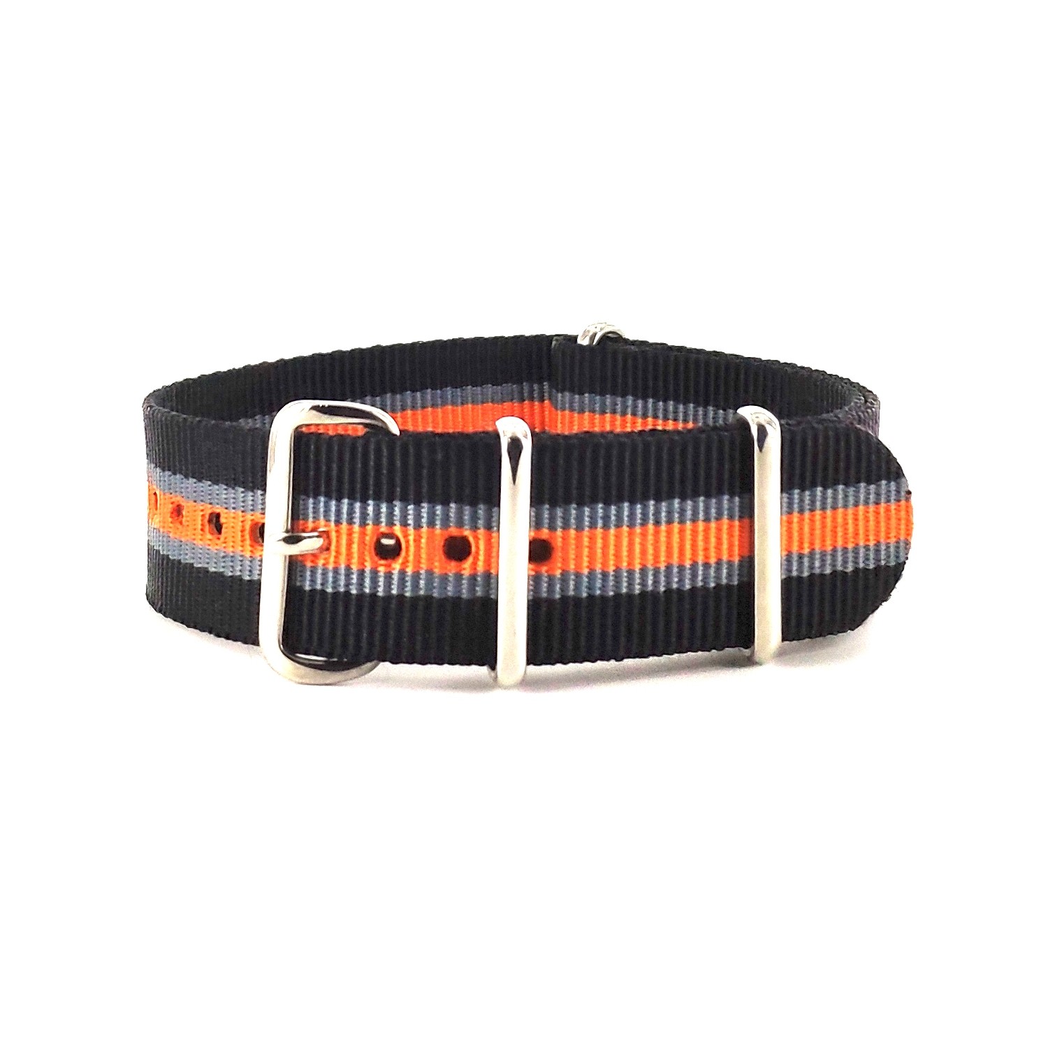 BRACELET NATO NOIR GRIS ORANGE - NATO NYLON BRACELET NATO NOIR GRIS ORANGE - NATO NYLON