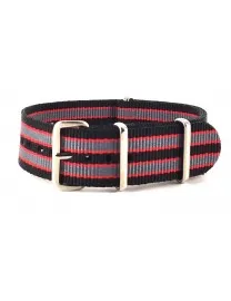 BRACELET NATO NOIR ROUGE GRIS - NATO NYLON