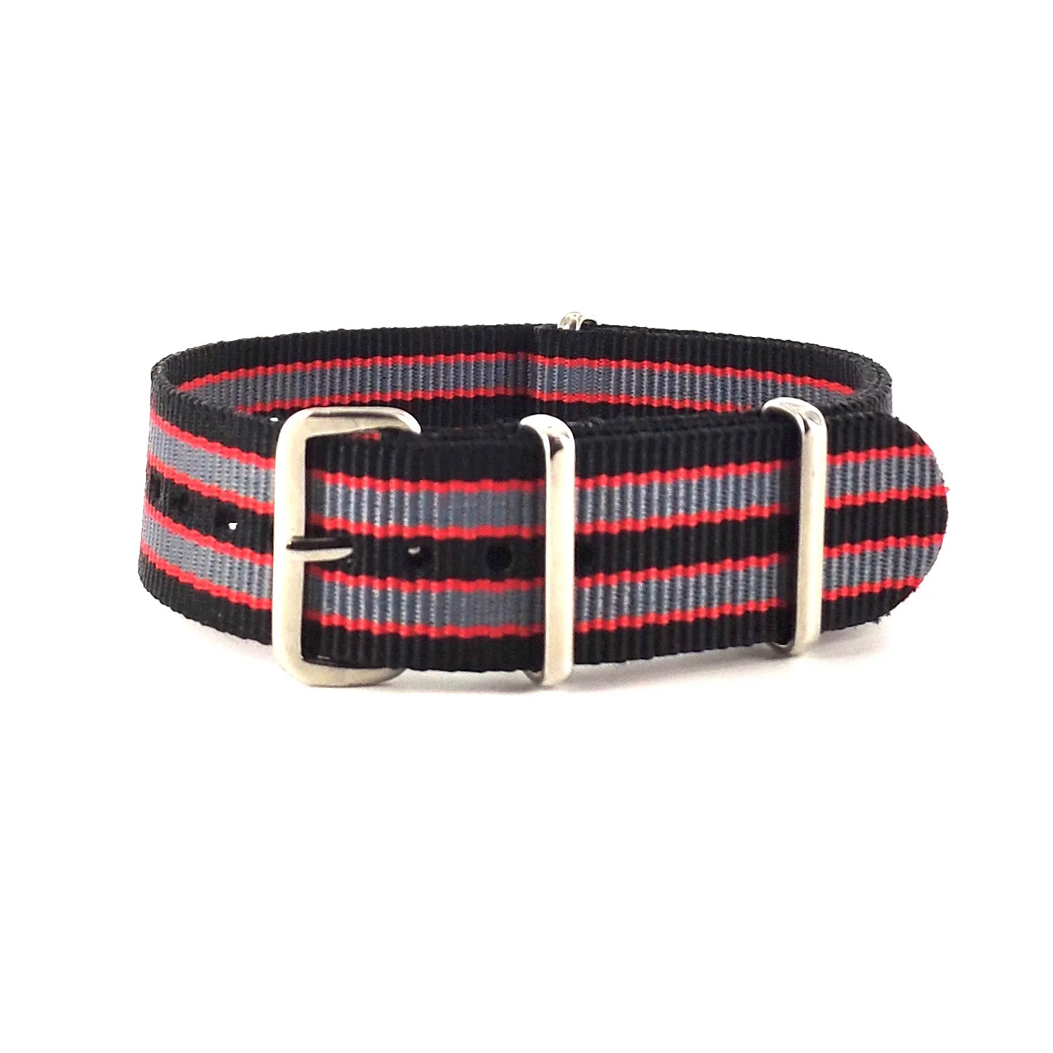 BRACELET NATO NOIR ROUGE GRIS - NATO NYLON