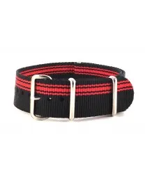 BRACELET NATO NOIR ROUGE CÔTÉ - NATO NYLON