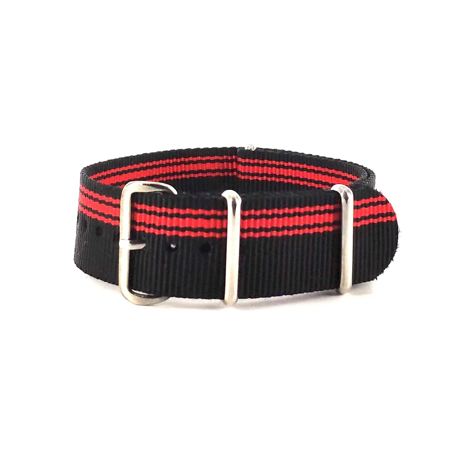 BRACELET NATO NOIR ROUGE CÔTÉ - NATO NYLON