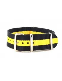 BRACELET NATO NOIR JAUNE - NATO NYLON