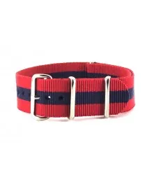 BRACELET ROUGE ET BLEU CENTRÉ - NATO NYLON