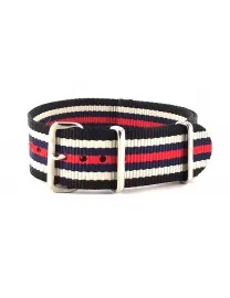 BRACELET NATO NOIR BLANC MARINE ROUGE - NATO NYLON