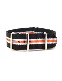 BRACELET NATO NOIR BLANC ORANGE - NATO NYLON