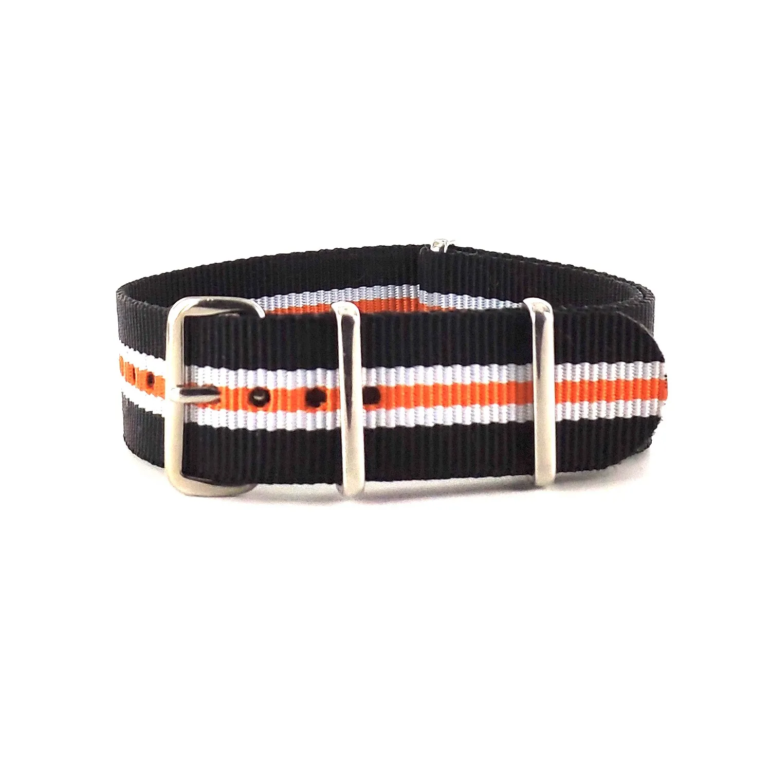 BRACELET NATO NOIR BLANC ORANGE - NATO NYLON BRACELET NATO NOIR BLANC ORANGE - NATO NYLON