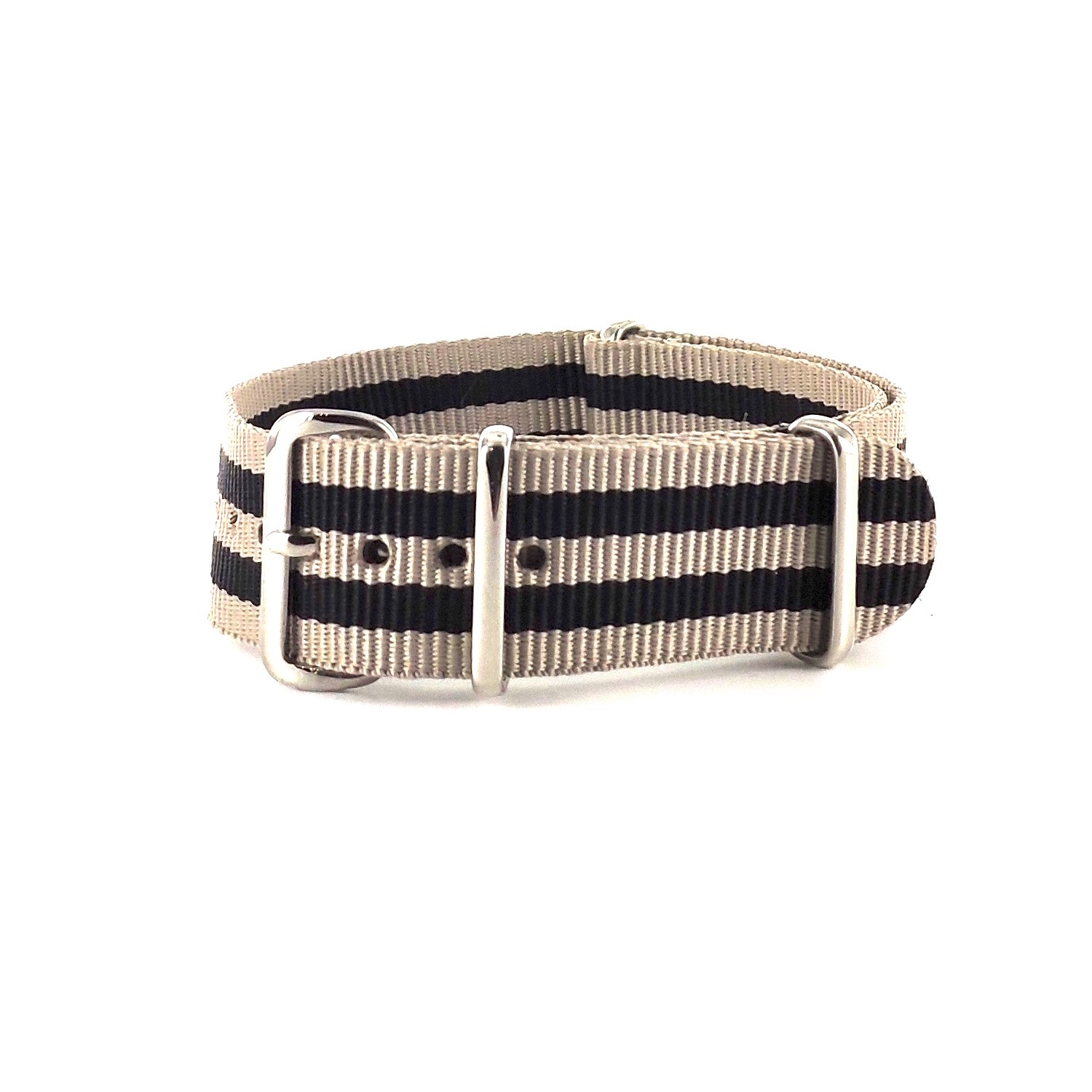BRACELET NATO BEIGE DOUBLE NOIR - NATO NYLON BRACELET NATO BEIGE DOUBLE NOIR - NATO NYLON