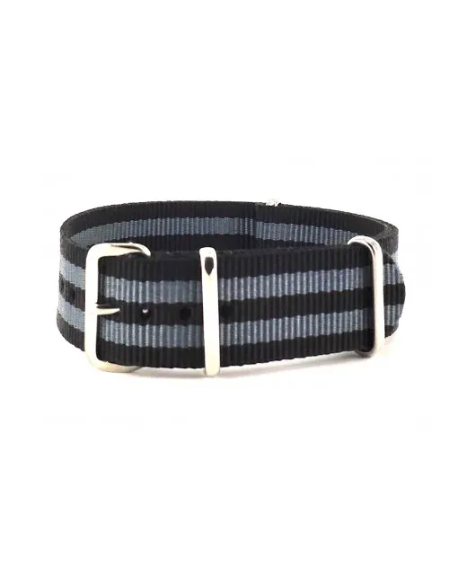 BRACELET NATO NOIR JAMES BOND DANIEL CRAIG DOUBLE GRIS - NATO NYLON