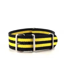 BRACELET NATO NOIR DOUBLE JAUNE - NATO NYLON