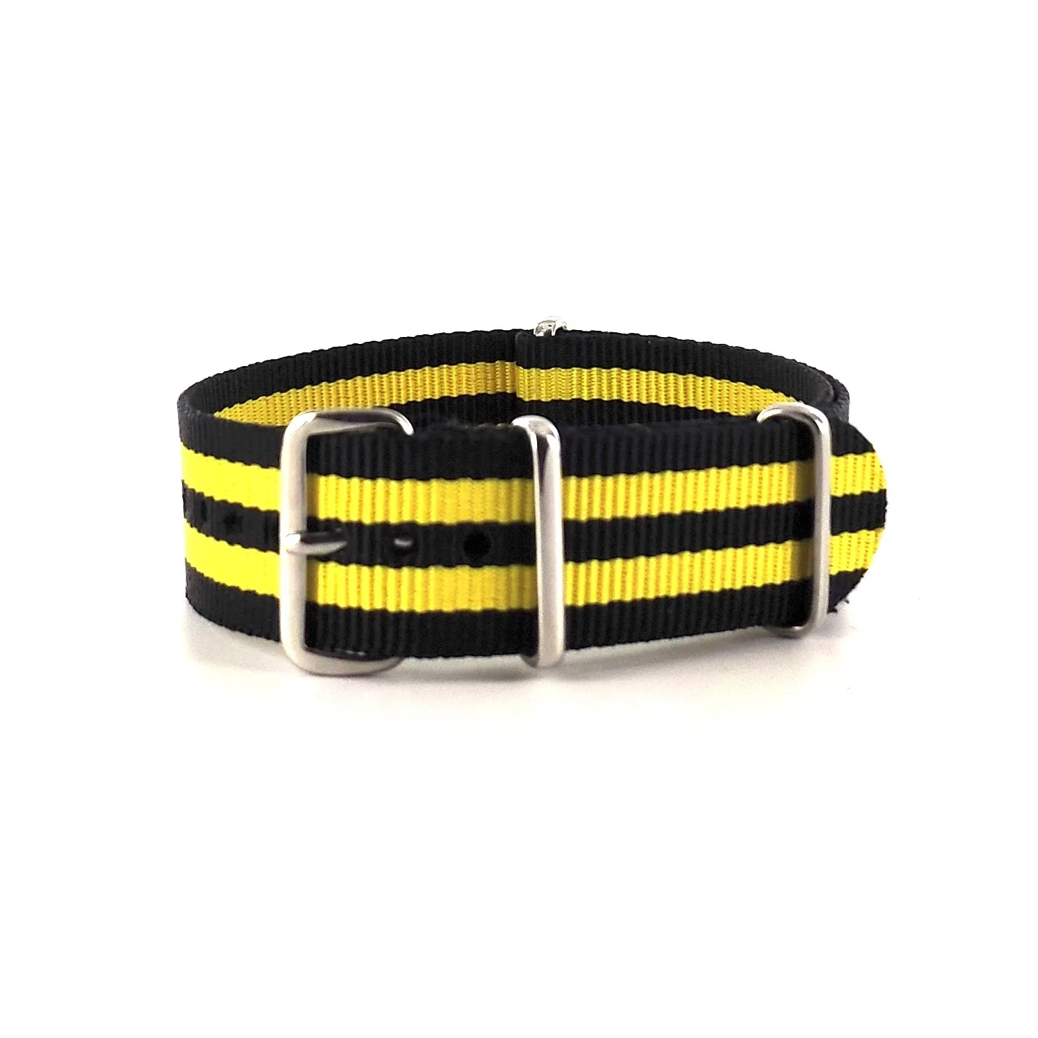 BRACELET NATO NOIR DOUBLE JAUNE - NATO NYLON