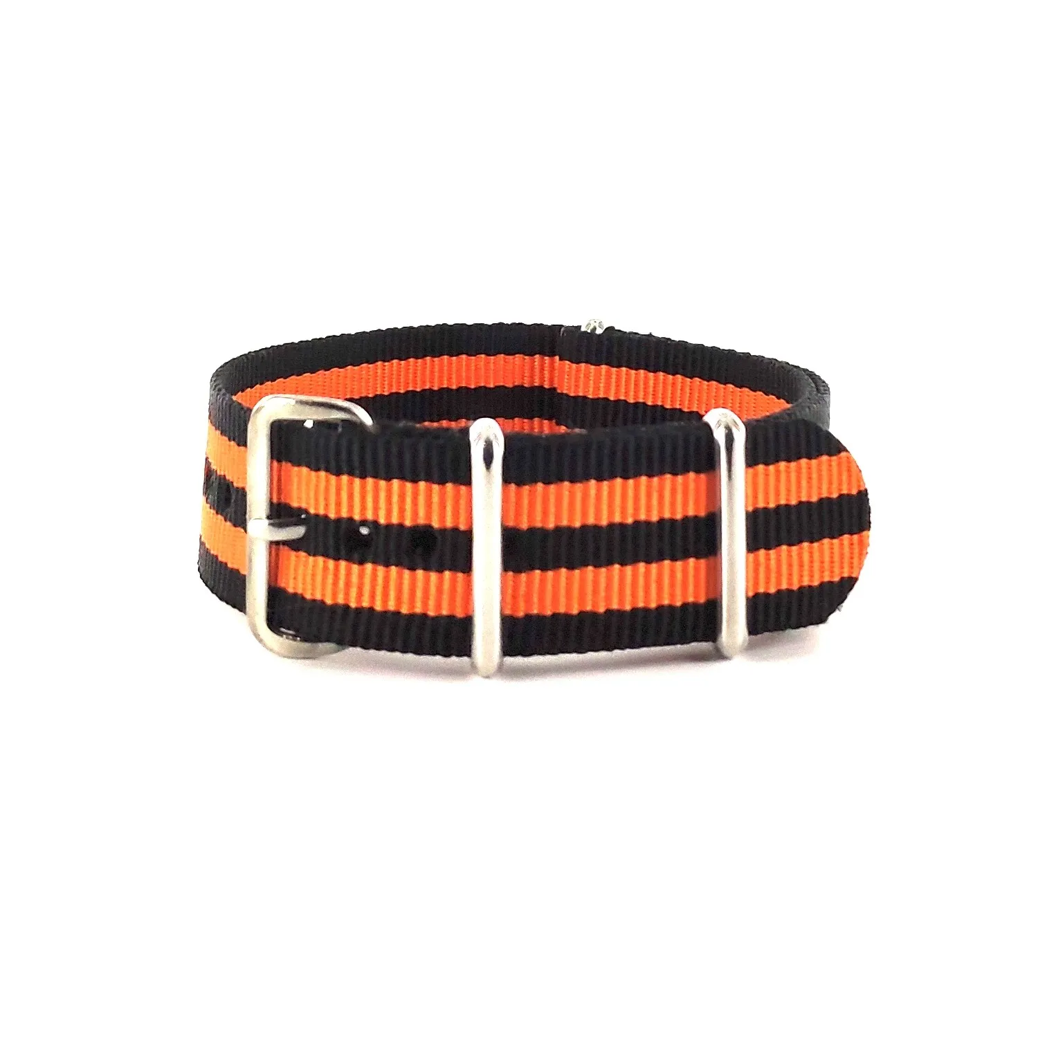 BRACELET NATO NOIR DOUBLE ORANGE - NATO NYLON