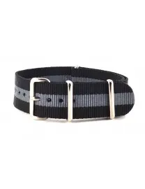 BRACELET NATO NOIR GRIS - NATO NYLON