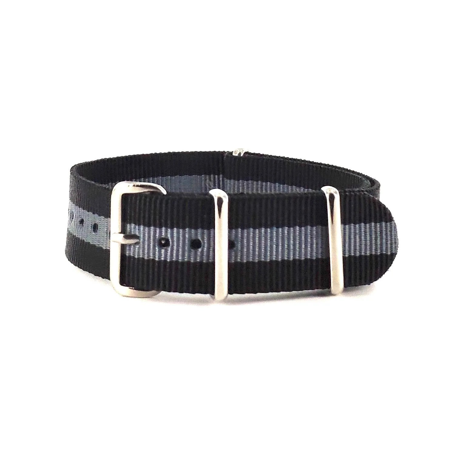 BRACELET NATO NOIR GRIS - NATO NYLON