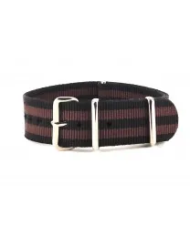 BRACELET NATO NOIR DOUBLE MARRON - NATO NYLON