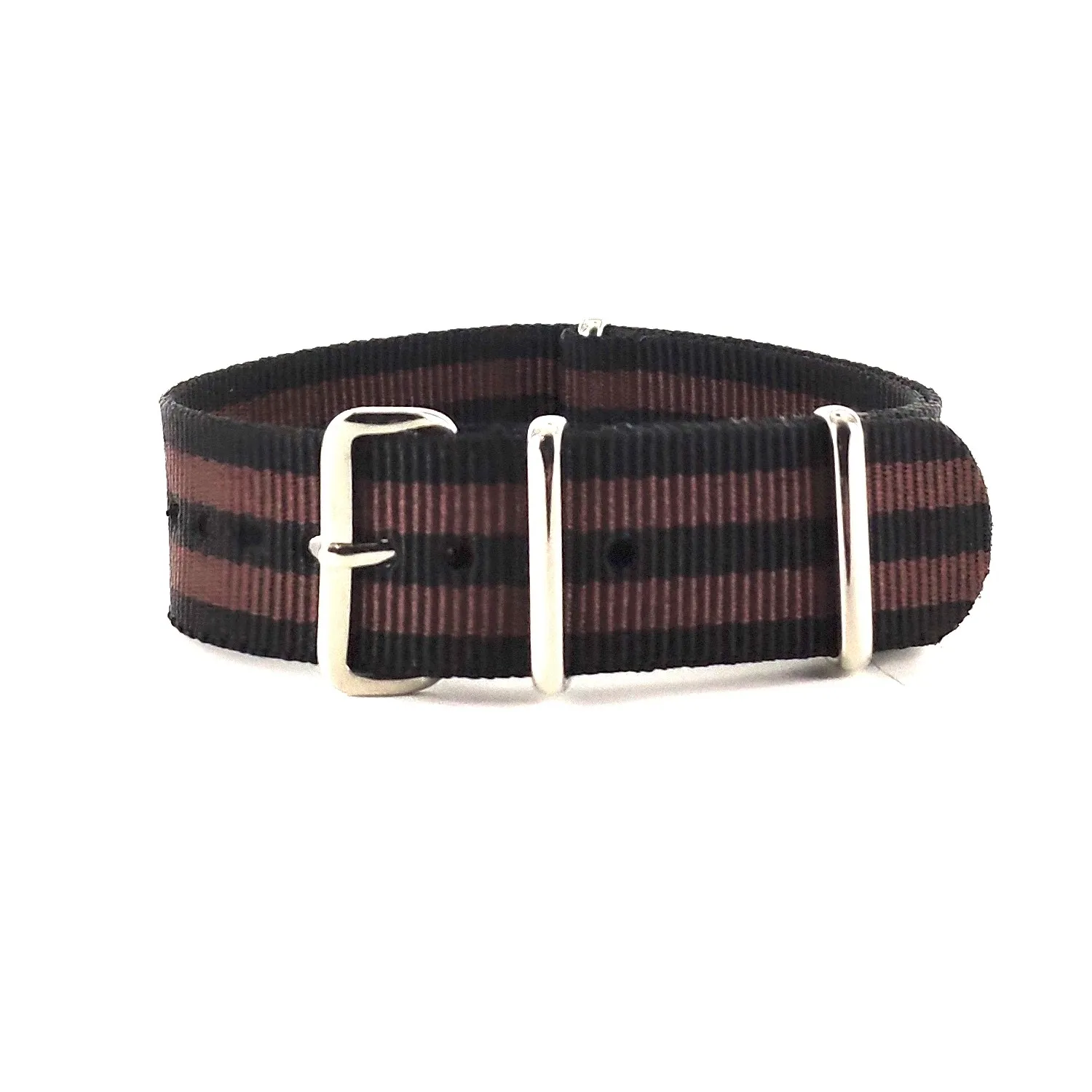 BRACELET NATO NOIR DOUBLE MARRON - NATO NYLON