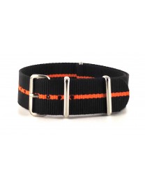 BRACELET NATO NOIR LISERET ORANGE - NATO NYLON