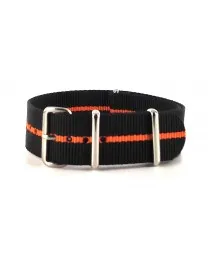 BRACELET NATO NOIR LISERET ORANGE - NATO NYLON