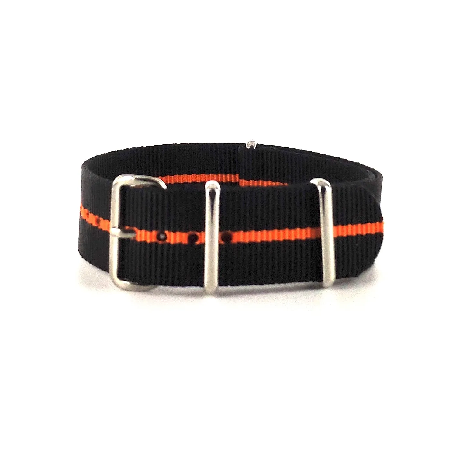 BRACELET NATO NOIR LISERET ORANGE - NATO NYLON