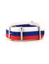 BRACELET NATO BLANC BLEU ROUGE - NATO NYLON