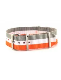 BRACELET NATO GRIS BLANC ORANGE - NATO NYLON