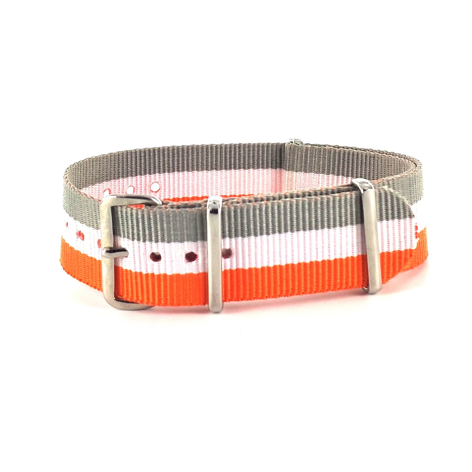 BRACELET NATO GRIS BLANC ORANGE - NATO NYLON BRACELET NATO GRIS BLANC ORANGE - NATO NYLON