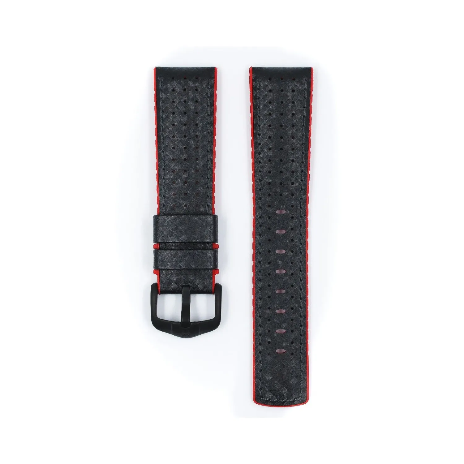 BRACELET MONTRE VEAU CARBONE ETANCHE NOIR / ROUGE BRACELET MONTRE VEAU CARBONE ETANCHE NOIR / ROUGE
