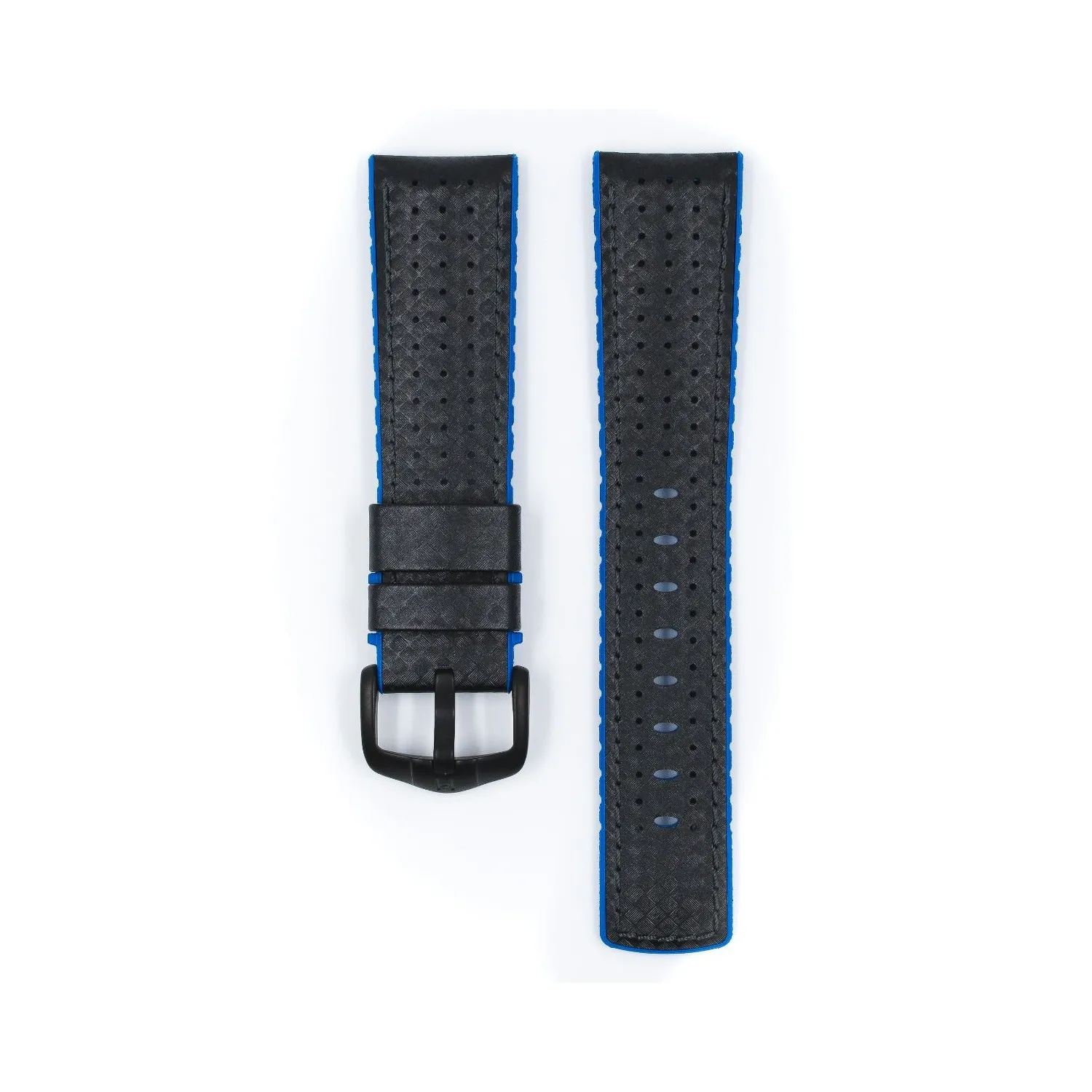 BRACELET MONTRE VEAU CARBONE ETANCHE NOIR / BLEU BRACELET MONTRE VEAU CARBONE ETANCHE NOIR / BLEU