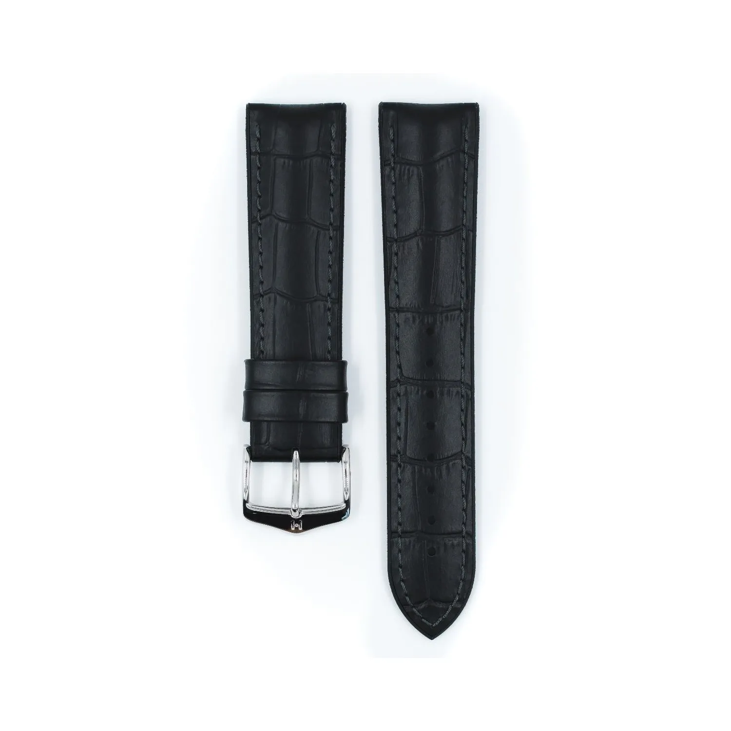 BRACELET MONTRE VEAU ALLIGATOR ETANCHE NOIR