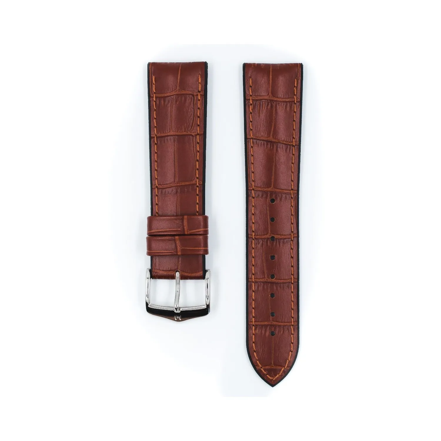 BRACELET MONTRE HIRSCH VEAU ALLIGATOR ETANCHE COGNAC