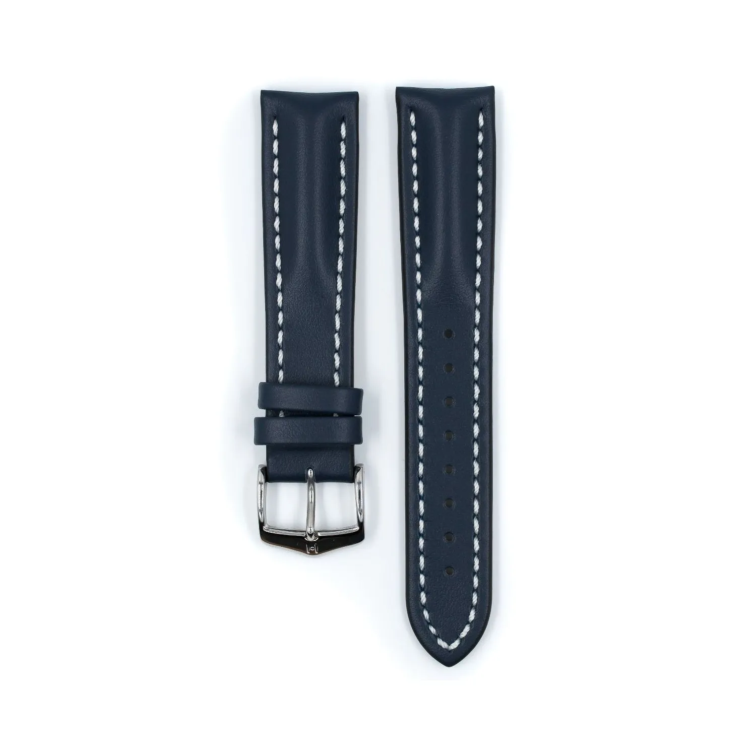 BRACELET MONTRE VEAU BOMBE ETANCHE BLEU MARINE COUTURE ECRUE