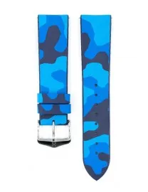 BRACELET MONTRE HIRSCH CAOUTCHOUC CAMOUFLAGE BLEU