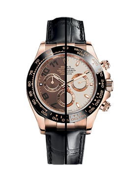 Daytona Rose Gold with Ceramic Bezel on a Leather Strap