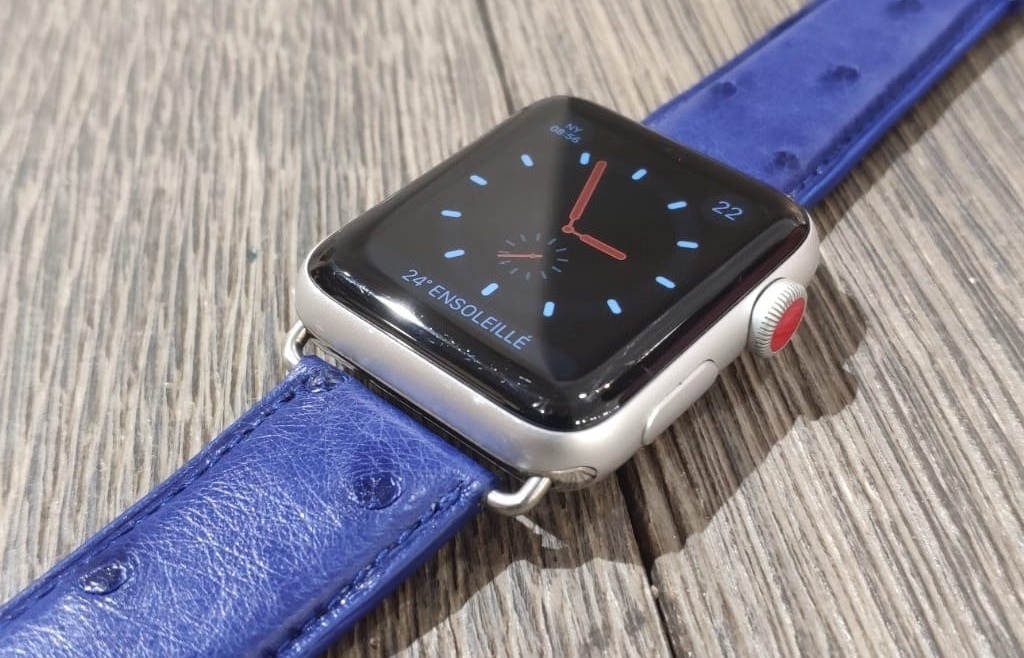Bracelet Montre Autruche Bleu Roi - Montre Apple Watch