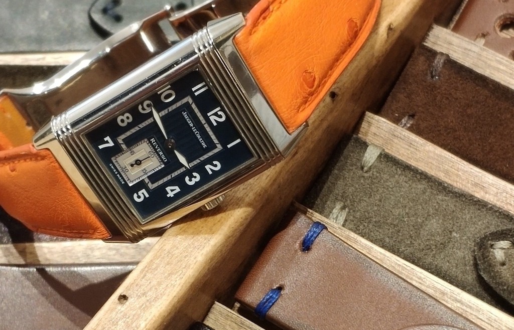 Bracelet Montre Autruche Orange - Montre Jaeger LeCoultre Reverso