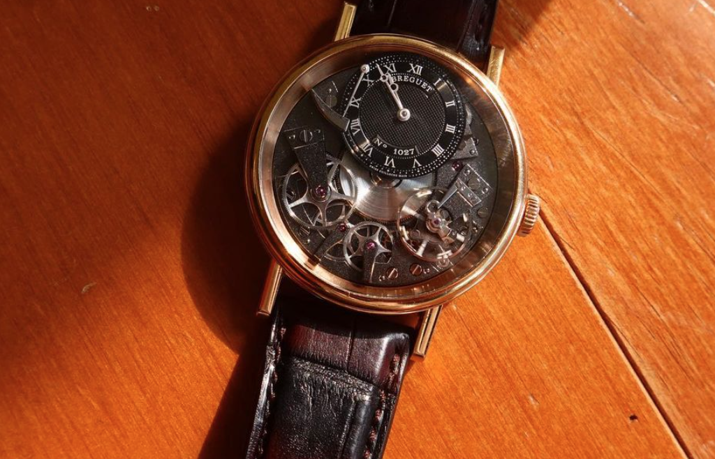 Bracelet Montre Alligator Bordeaux Breguet Tradition Or Rose