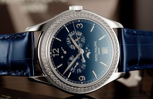 Bracelet de montre alligator bleu metal sur patek phillipe 