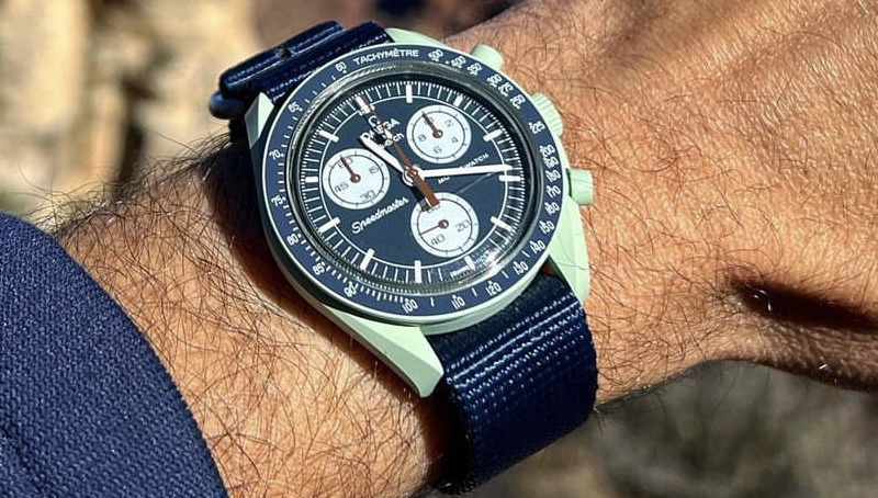 Bracelet Montre Nato Nylon Bleu Marine - Montre MoonSwatch Omega Swatch Earth