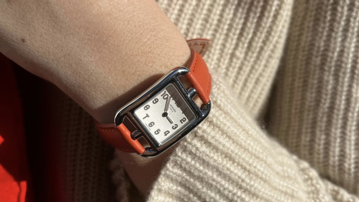 Bracelet Montre Veau Sellier Orange Hermès Cape Cod